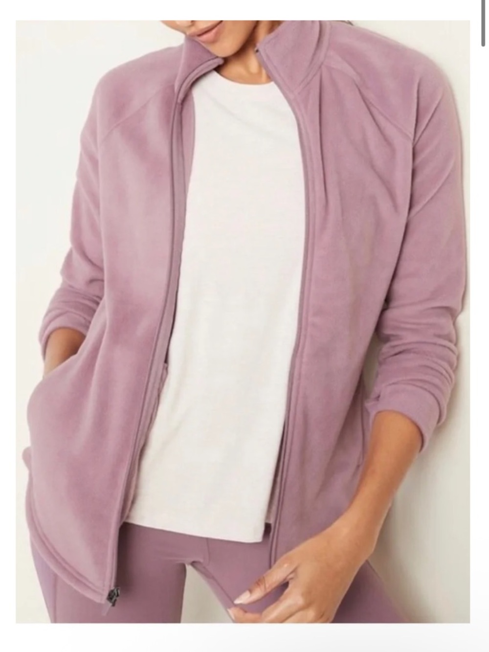 Old Navy Fleece Lilac Full-Zip Lightweight Jacket - Picture 2 of 8
